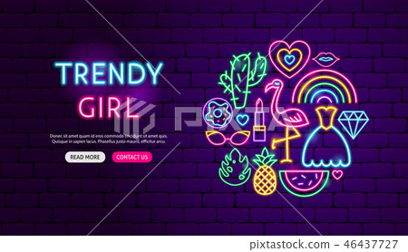 Trendy Girl Neon Banner Design Trendy Girl Neon Banner Design 46437727