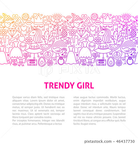 Trendy Girl Line Design Template 46437730