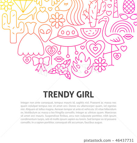 Trendy Girl Line Concept Trendy Girl Line Concept 46437731