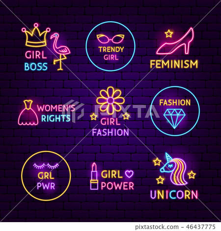 Girl Power Neon Label Set 46437775