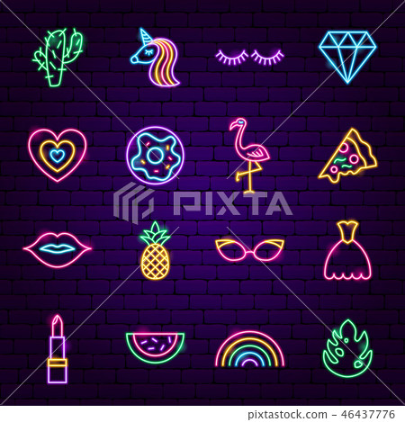 Girl Power Neon Icons 46437776