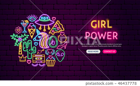Girl Power Neon Banner Design 46437778