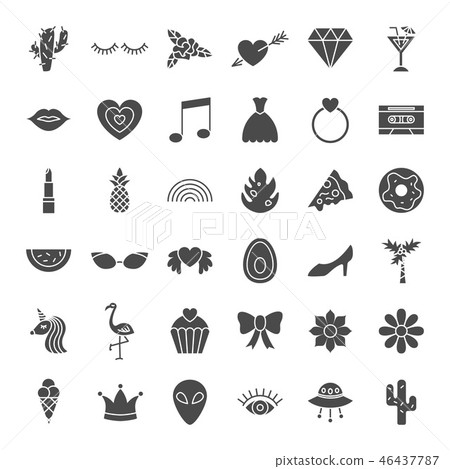 Girl Fashion Solid Web Icons Girl Fashion Solid Web Icons 46437787