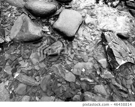 river shore rocks in black and white river shore rocks in black and white 46438814