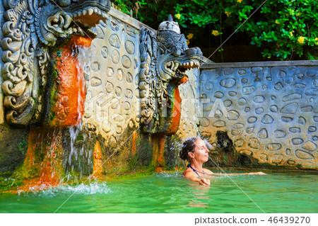 Woman in hot spring Air Panas Banjar on Bali Woman in hot spring Air Panas Banjar on Bali 46439270