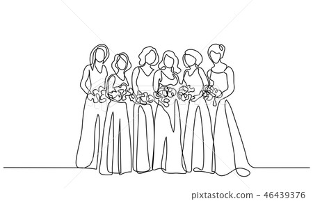 Friends of fiancee women standing with flowers Friends of fiancee women standing with flowers 46439376