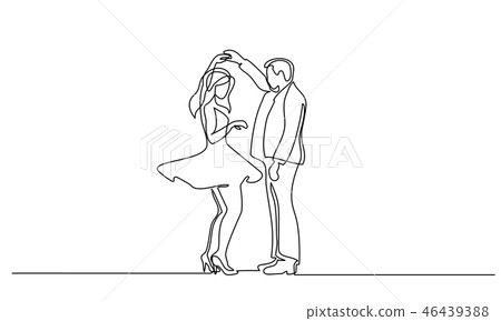 Couple woman and man dancing Continuous line 46439388
