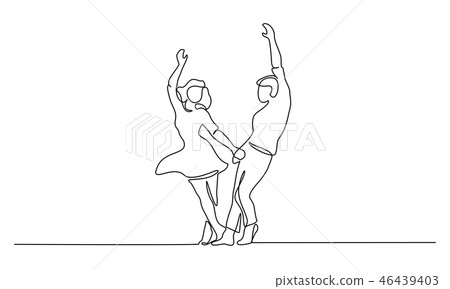 Couple woman and man dancing Continuous line - Stock Illustration ...