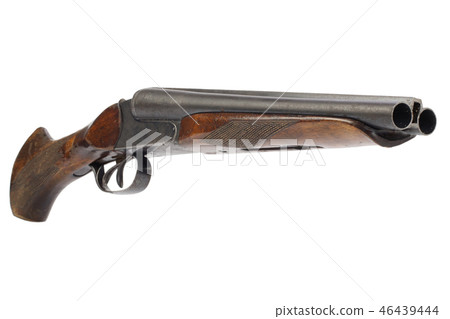Illegal weapon sawn off shotgun isolated on white 46439444