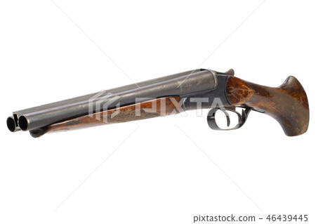 Illegal weapon sawn off shotgun isolated on white 46439445