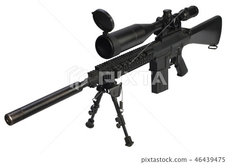 sniper rifle with bipod and supressor  46439475