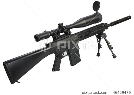 sniper rifle with bipod and supressor  46439479