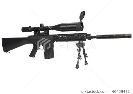 sniper rifle with bipod and supressor  46439481