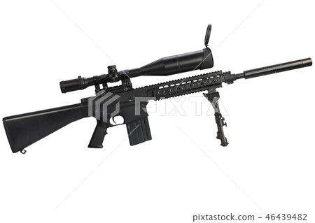 sniper rifle with bipod and supressor  46439482