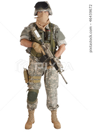rifleman with assault rifle on white background rifleman with assault rifle on white background 46439672