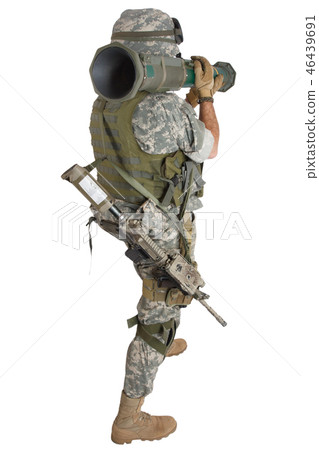 soldier with recoilless rocket gun isolated on white 46439691