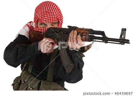 insurgent with AK 47 rifle insurgent with AK 47 rifle 46439697
