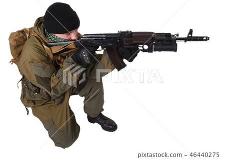 fighter with kalashnikov ak rifle fighter with kalashnikov ak rifle 46440275