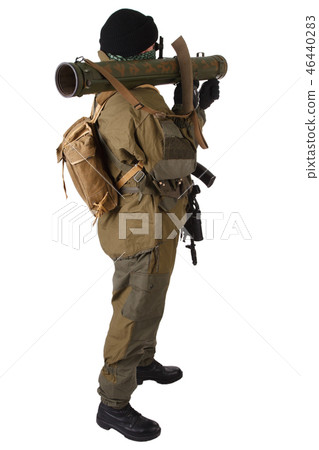 fighter with RPG rocket launcher isolated on white fighter with RPG rocket launcher isolated on white 46440283