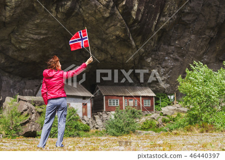 Tourist in Helleren houses in Jossingfjord Norway Tourist in Helleren houses in Jossingfjord Norway 46440397