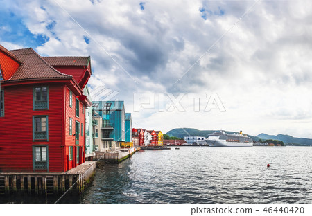 Old Town pier architecture in Bergen, Norway 46440420