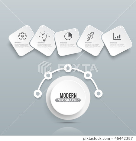 Modern infographic template with 3D paper. Modern infographic template with 3D paper. 46442397