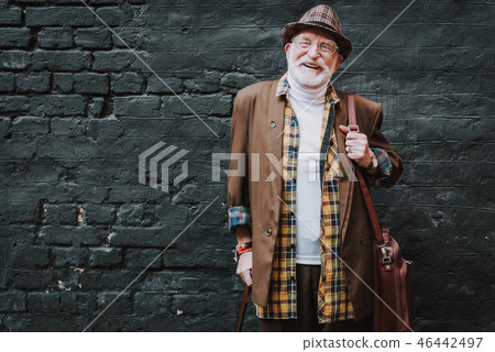 Stylish elderly man posing in fashionable clothes 46442497