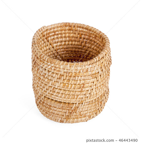 vintage weave wicker basket isolated on white vintage weave wicker basket isolated on white 46443490