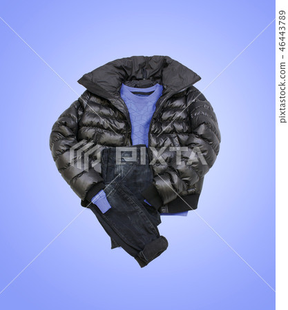 Men's casual clothes on blue background 46443789
