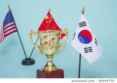 An emblem of Korea and Koreans concept, with national flag 'Taegukgi', national flower 'Rose of Sharon' and so on. 180 An emblem of Korea and Koreans concept, with national flag 'Taegukgi', national flower 'Rose of Sharon' and so on. 180 46444739