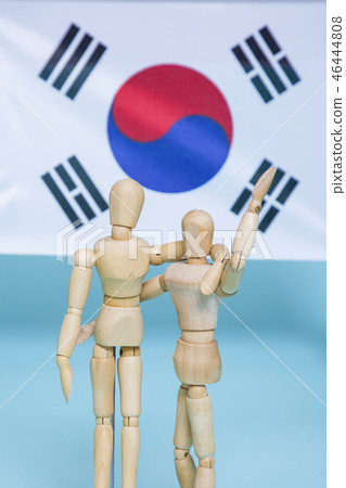 An emblem of Korea and Koreans concept, with national flag 'Taegukgi', national flower 'Rose of Sharon' and so on. 100 46444808