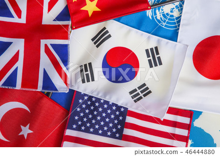 An emblem of Korea and Koreans concept, with national flag 'Taegukgi', national flower 'Rose of Sharon' and so on. 147 An emblem of Korea and Koreans concept, with national flag 'Taegukgi', national flower 'Rose of Sharon' and so on. 147 46444880