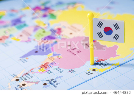 An emblem of Korea and Koreans concept, with national flag 'Taegukgi', national flower 'Rose of Sharon' and so on. 124 46444883