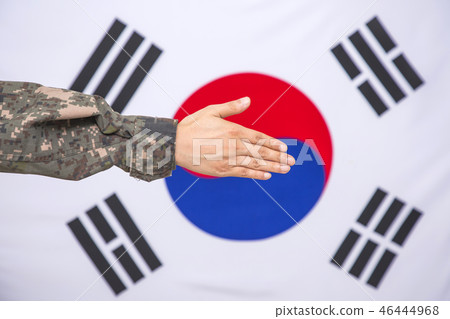 An emblem of Korea and Koreans concept, with national flag 'Taegukgi', national flower 'Rose of Sharon' and so on. 095 An emblem of Korea and Koreans concept, with national flag 'Taegukgi', national flower 'Rose of Sharon' and so on. 095 46444968