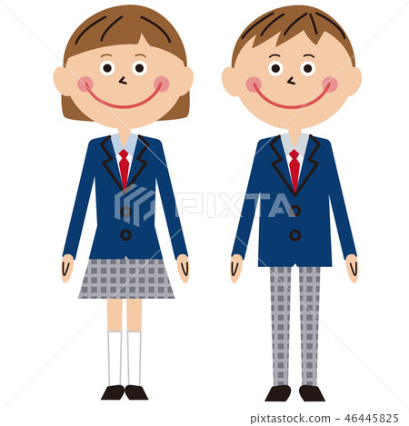 Men and women in school uniforms with pops are standing Men and women in school uniforms with pops are standing 46445825