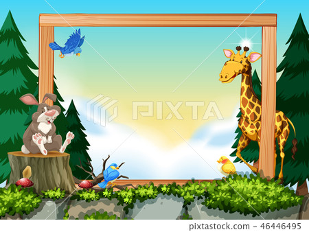 Wild animals on nature frame Wild animals on nature frame 46446495