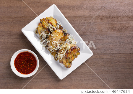 top view of chicken thigh grilled with lemon grass top view of chicken thigh grilled with lemon grass 46447624