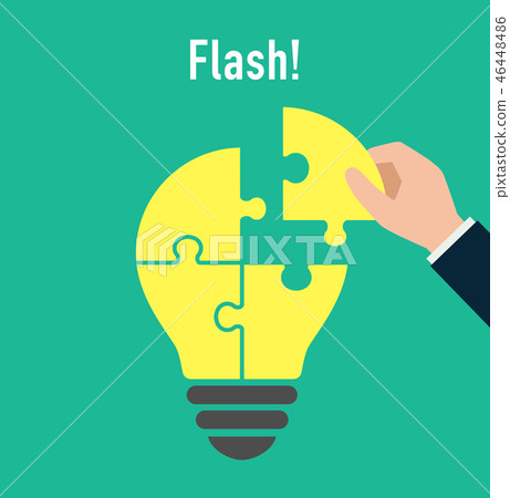 Puzzle light bulb and businessman hand 46448486