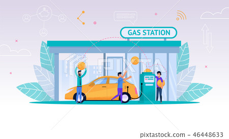 Vector Illustration Refueling Car on Gas Station 46448633
