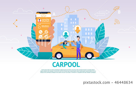 Illustration Guy and Girl in Yellow Car, Carpool 46448634