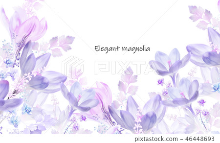 Purple watercolor magnolia flower 46448693