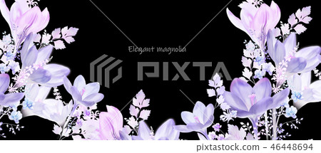 Purple watercolor magnolia flower 46448694