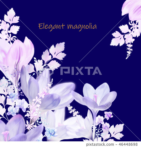 Purple watercolor magnolia flower 46448698