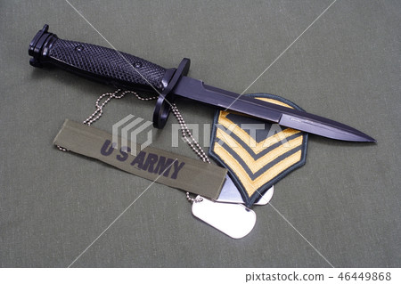 bayonet on US ARMY uniform background 46449868