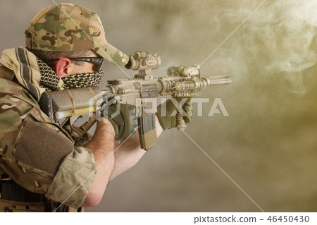 Private Military Company operator with assault rifle Private Military Company operator with assault rifle 46450430