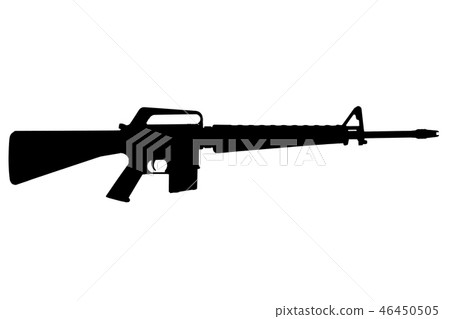 M16 rifle Vietnam War period black silhouette M16 rifle Vietnam War period black silhouette 46450505