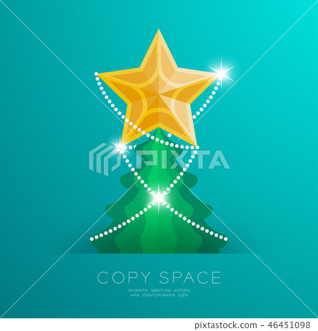 Golden Star with pattern and Christmas tree set 46451098
