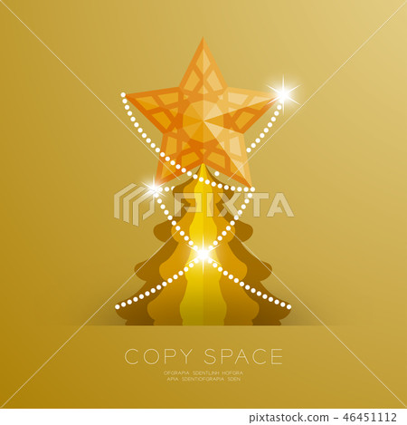 Golden Star with pattern and Christmas tree set 46451112