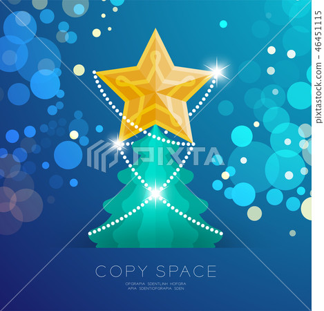 Golden Star with pattern and Christmas tree bokeh - Stock Illustration ...