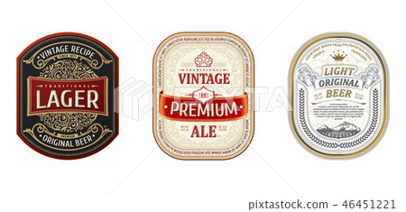 Set of Vintage frames for labels. Gold stickers bottle beer Set of Vintage frames for labels. Gold stickers bottle beer 46451221